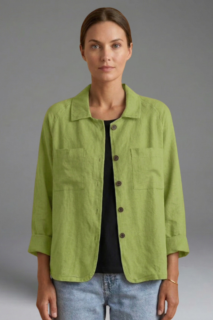 Women’s Blouse with Round Neck and Button Fastening