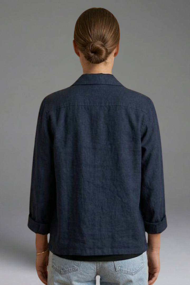 Women’s Blouse with Round Neck and Button Fastening