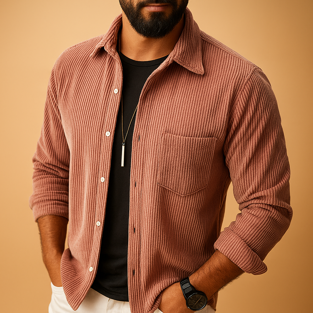 Men’s long sleeve casual shirt with classic fit and breathable design, ideal for work, casual days, and formal occasions.