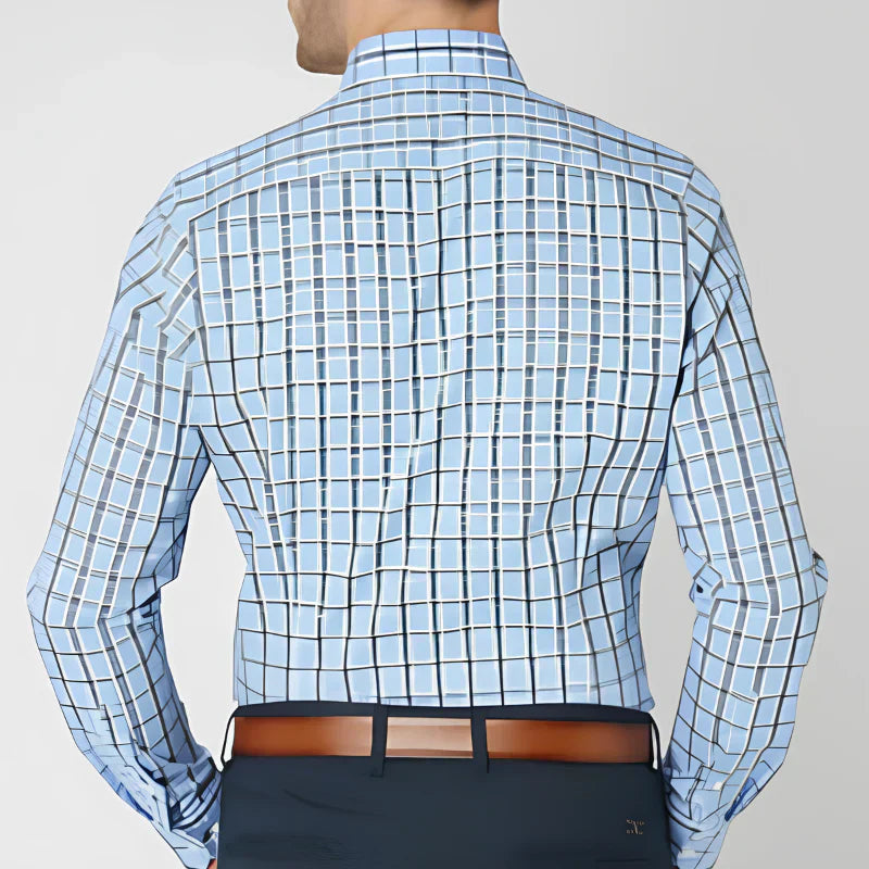 Men’s check shirt with a button closure, tailored fit, and classic check pattern, ideal for casual outings, smart-casual events, weekend wear, and layered outfits.
