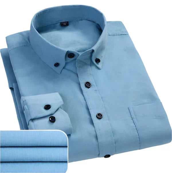 Men’s dress shirt with a structured collar, button closure, and slim fit, ideal for business meetings, office wear, formal events, and smart-casual occasions.