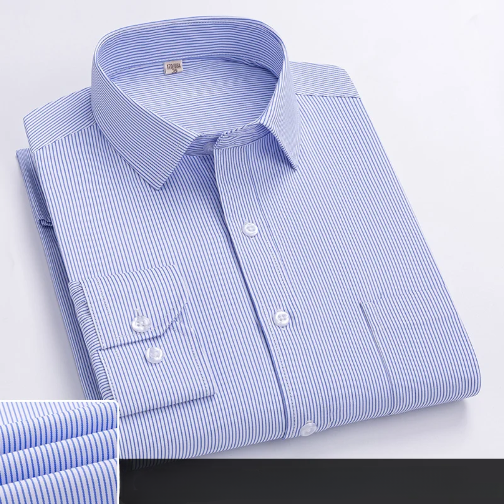 Men’s office shirt with a button closure, tailored fit, and classic collar, ideal for business meetings, office wear, formal events, and smart-casual occasions.