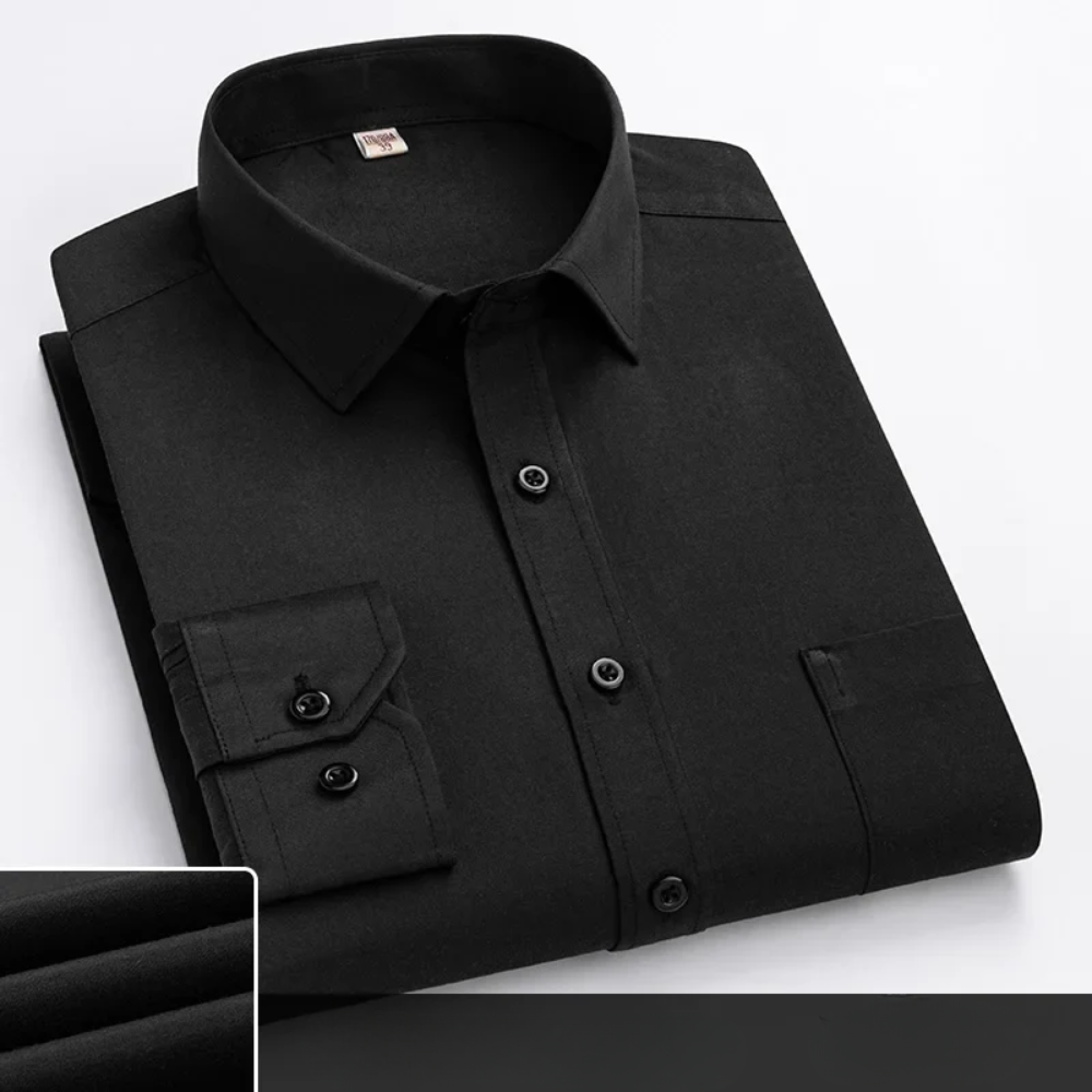 Men’s office shirt with a button closure, tailored fit, and classic collar, ideal for business meetings, office wear, formal events, and smart-casual occasions.