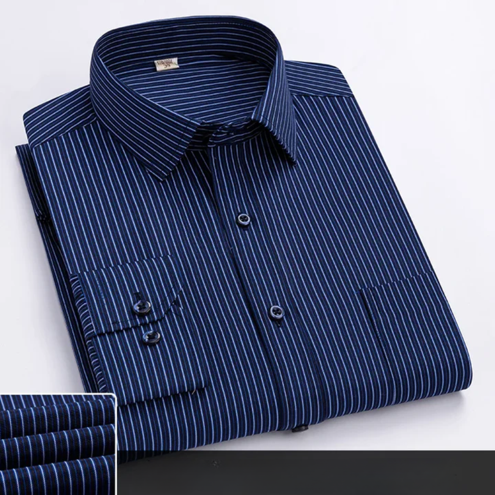 Men’s office shirt with a button closure, tailored fit, and classic collar, ideal for business meetings, office wear, formal events, and smart-casual occasions.