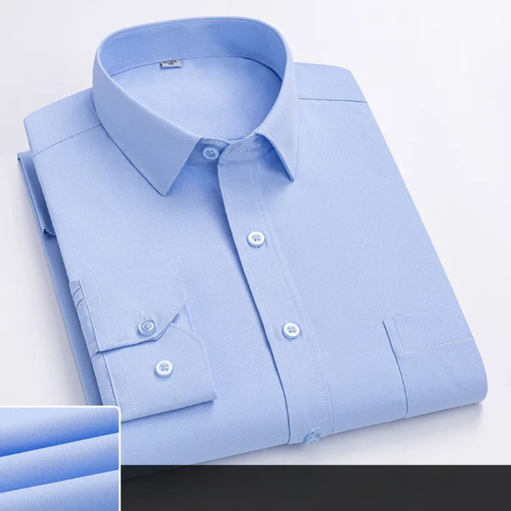 Men’s office shirt with a button closure, tailored fit, and classic collar, ideal for business meetings, office wear, formal events, and smart-casual occasions.