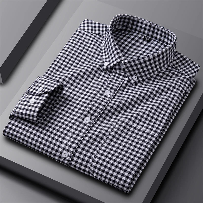 Men’s Oxford shirt with a tailored fit, button closure, and structured weave design, ideal for office wear, business-casual settings, weekends, and layered outfits.