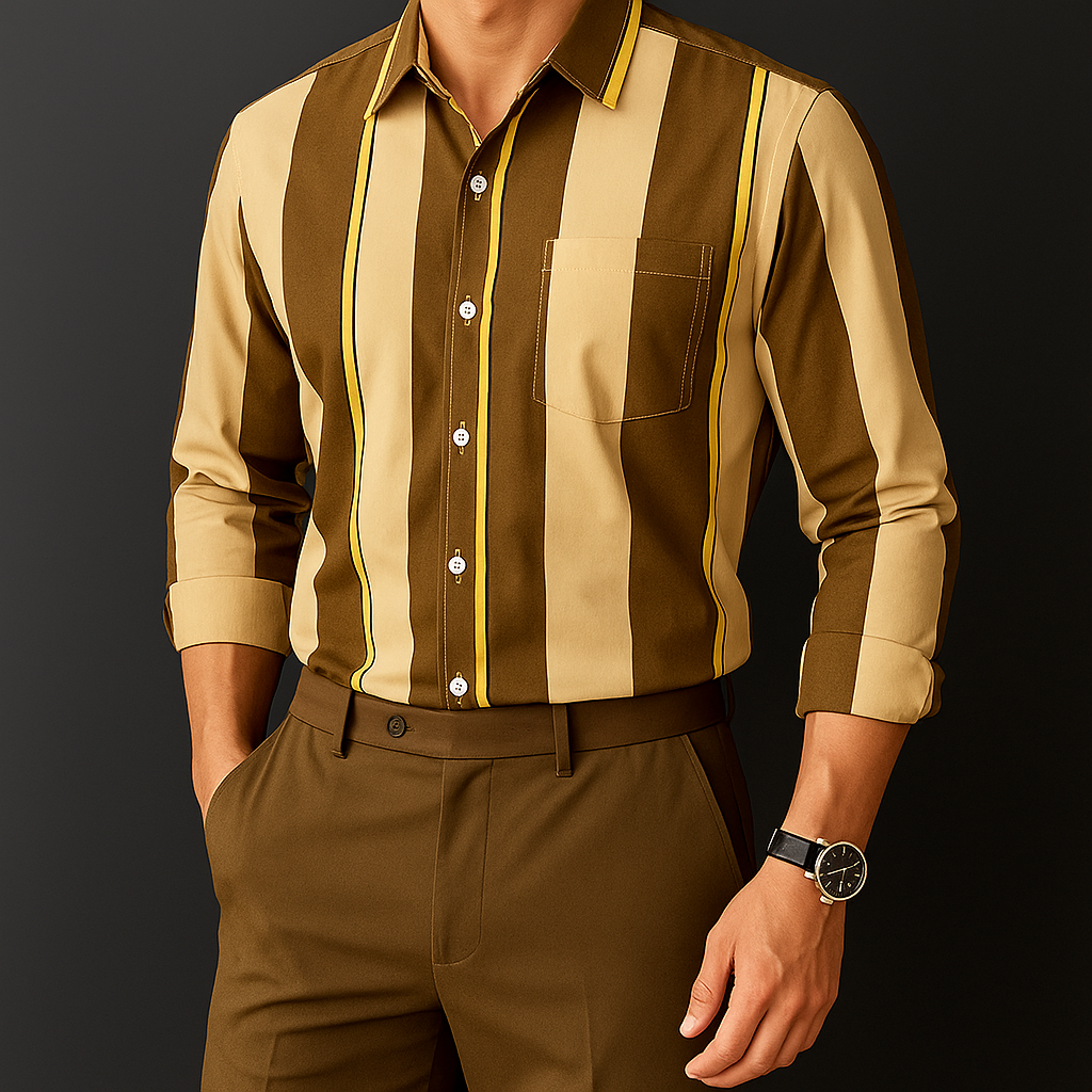 Men’s shirt with a tailored fit, button closure, and classic collar, ideal for office wear, business meetings, formal events, and smart-casual occasions.