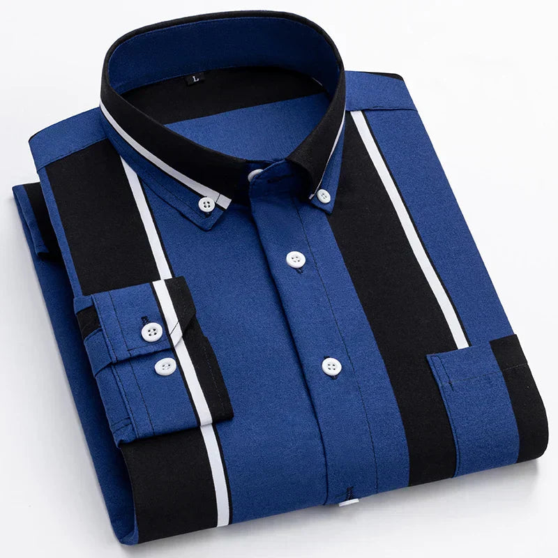 Men’s shirt with a tailored fit, button closure, and classic collar, ideal for office wear, business meetings, formal events, and smart-casual occasions.