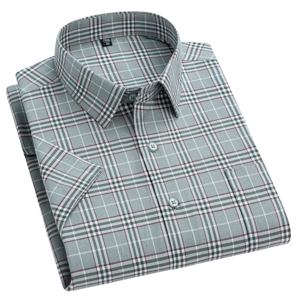 Men’s short sleeve shirt with a tailored fit and button closure, ideal for summer outings, vacations, weekend wear, and casual gatherings.