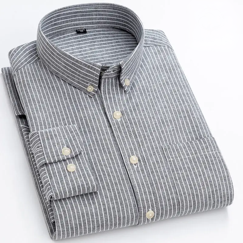 Men’s striped shirt with a tailored fit, button closure, and vertical striped pattern, ideal for travel, smart-casual occasions, weekend wear, and everyday styling.
