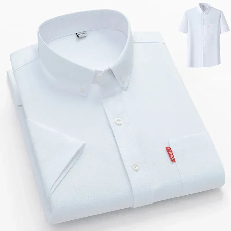 Men’s summer shirt with a button closure, relaxed fit, and classic design, ideal for vacations, beach days, outdoor gatherings, and casual summer wear.