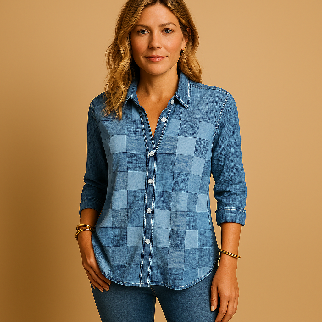 Women’s plaid check blouse with relaxed fit and classic pattern, ideal for casual outfits and semi-formal occasions.