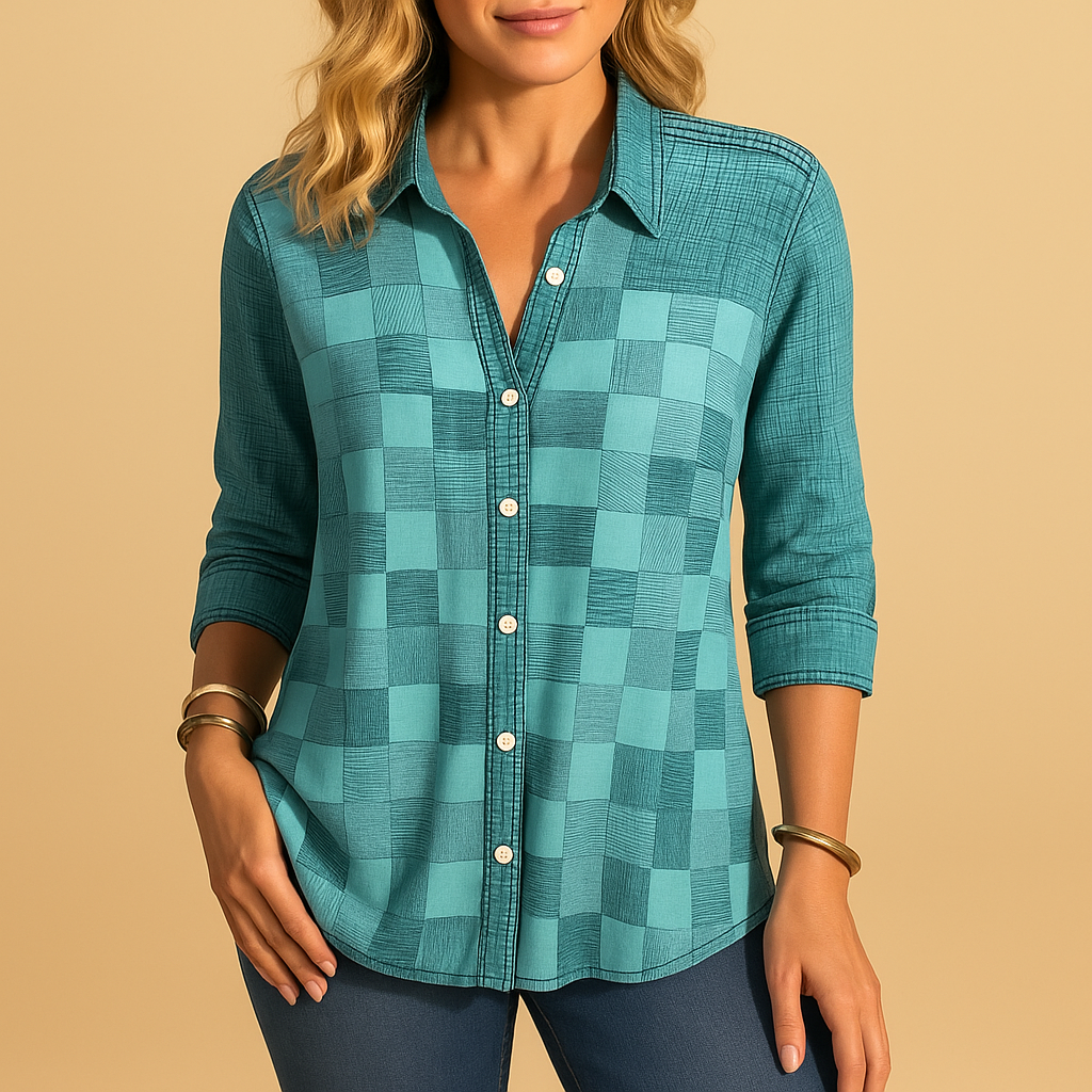 Women’s plaid check blouse with relaxed fit and classic pattern, ideal for casual outfits and semi-formal occasions.