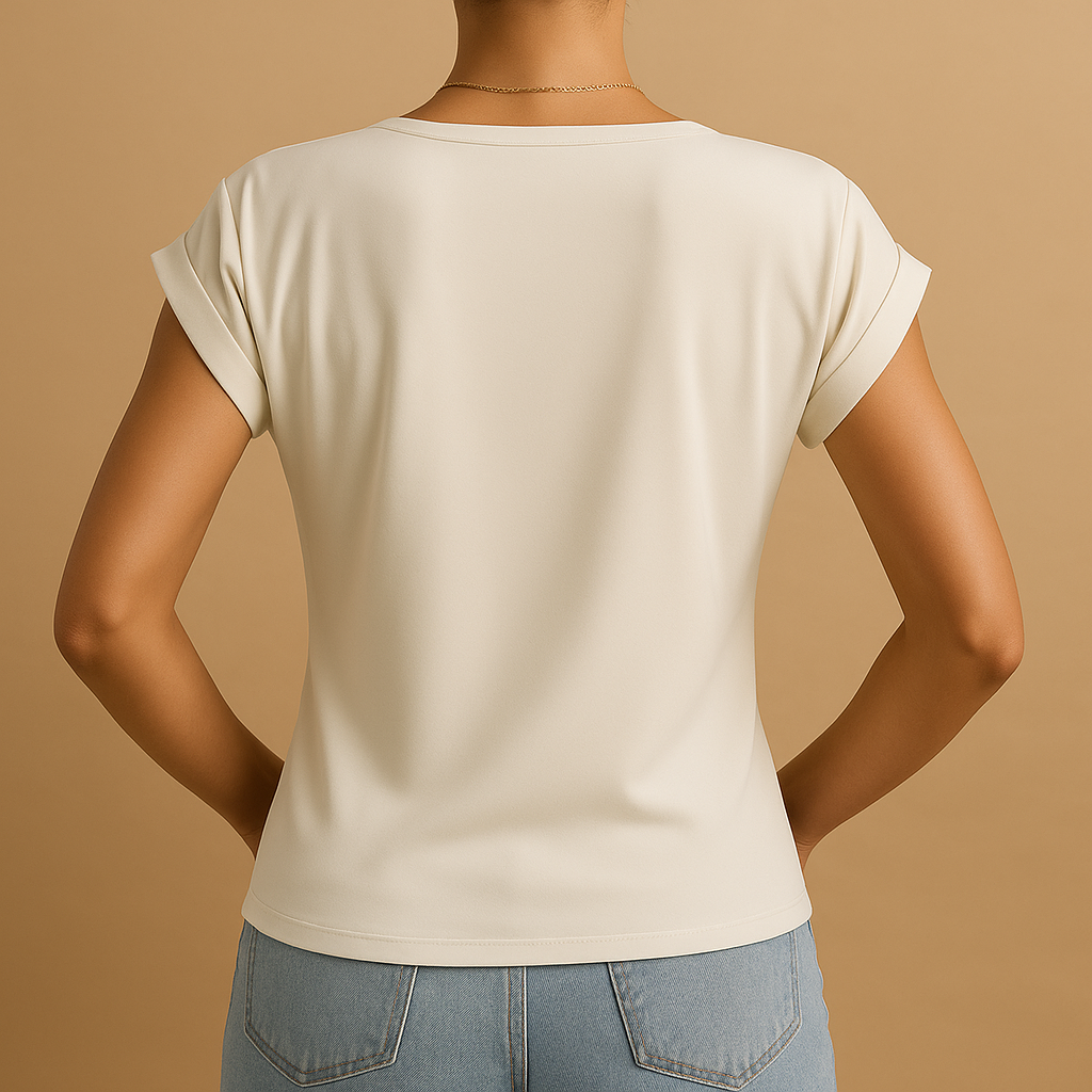 Women’s V-neck blouse with a timeless fit and lightweight design, suitable for work, casual wear, and layered outfits.