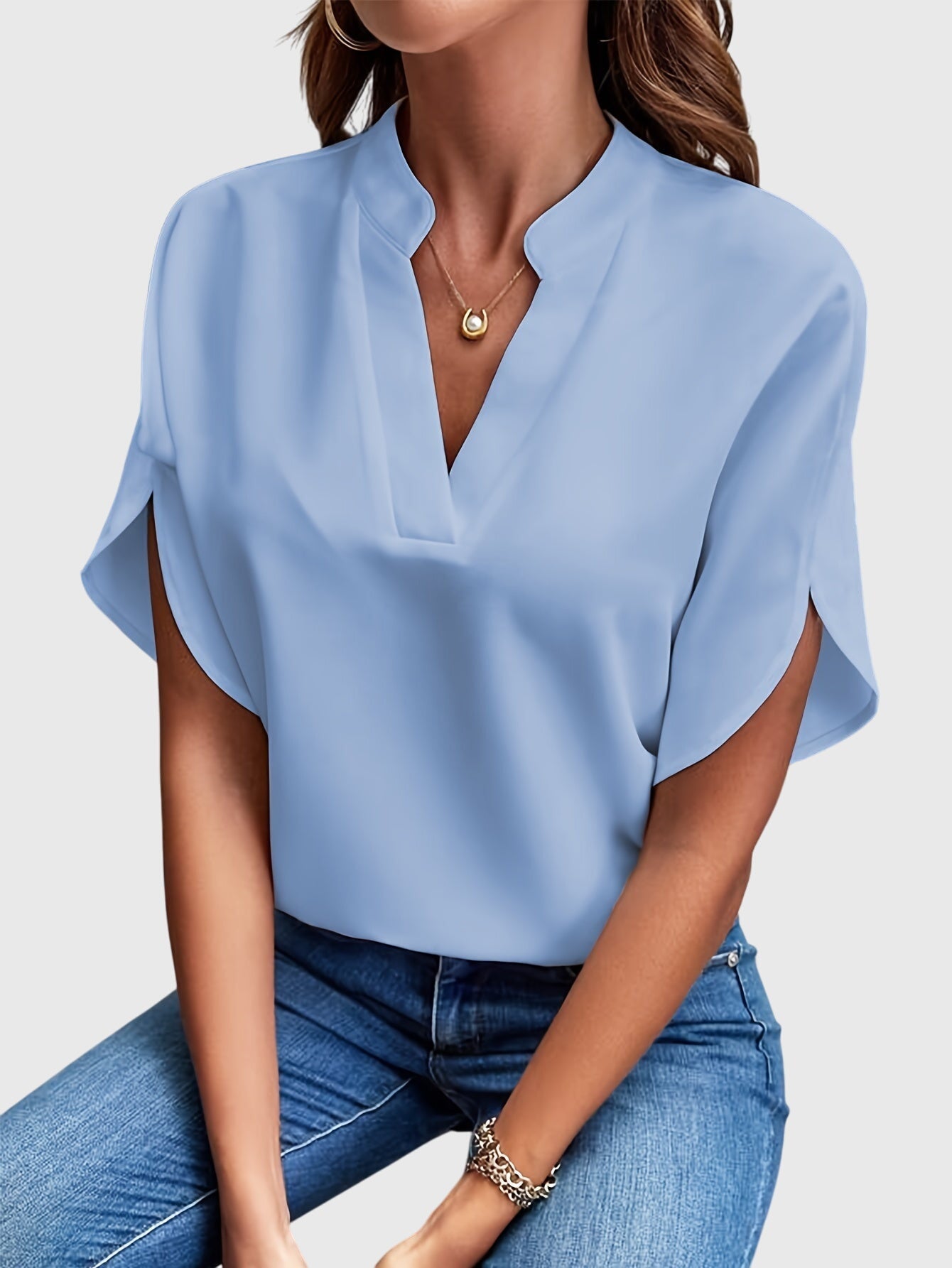 Women’s elegant blouse with tailored fit and timeless silhouette, ideal for office wear, dinners, and casual everyday styling.