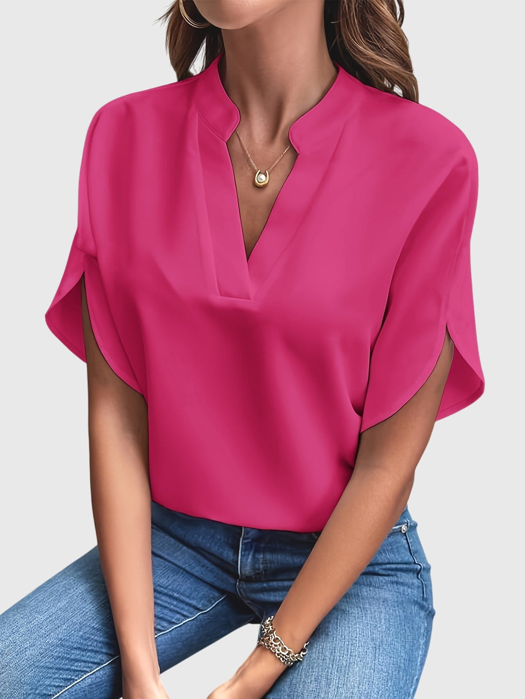 Women’s elegant blouse with tailored fit and timeless silhouette, ideal for office wear, dinners, and casual everyday styling.