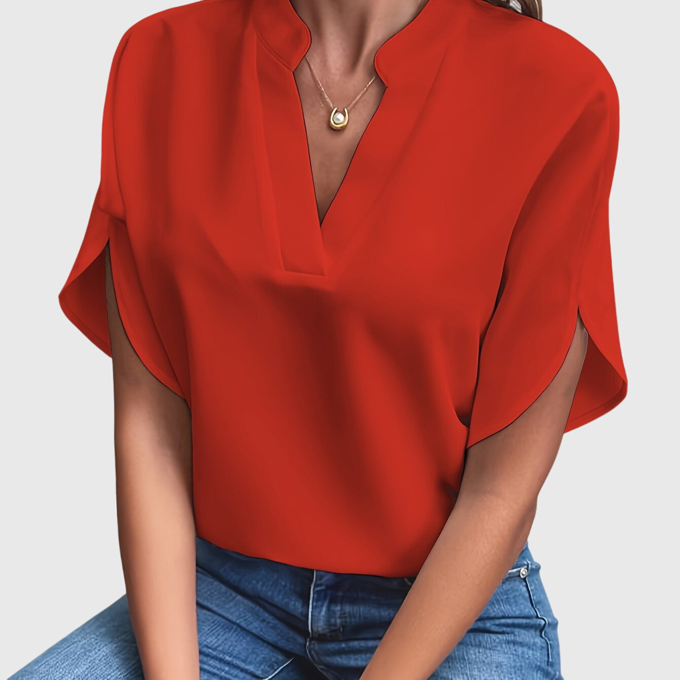Women’s elegant blouse with tailored fit and timeless silhouette, ideal for office wear, dinners, and casual everyday styling.