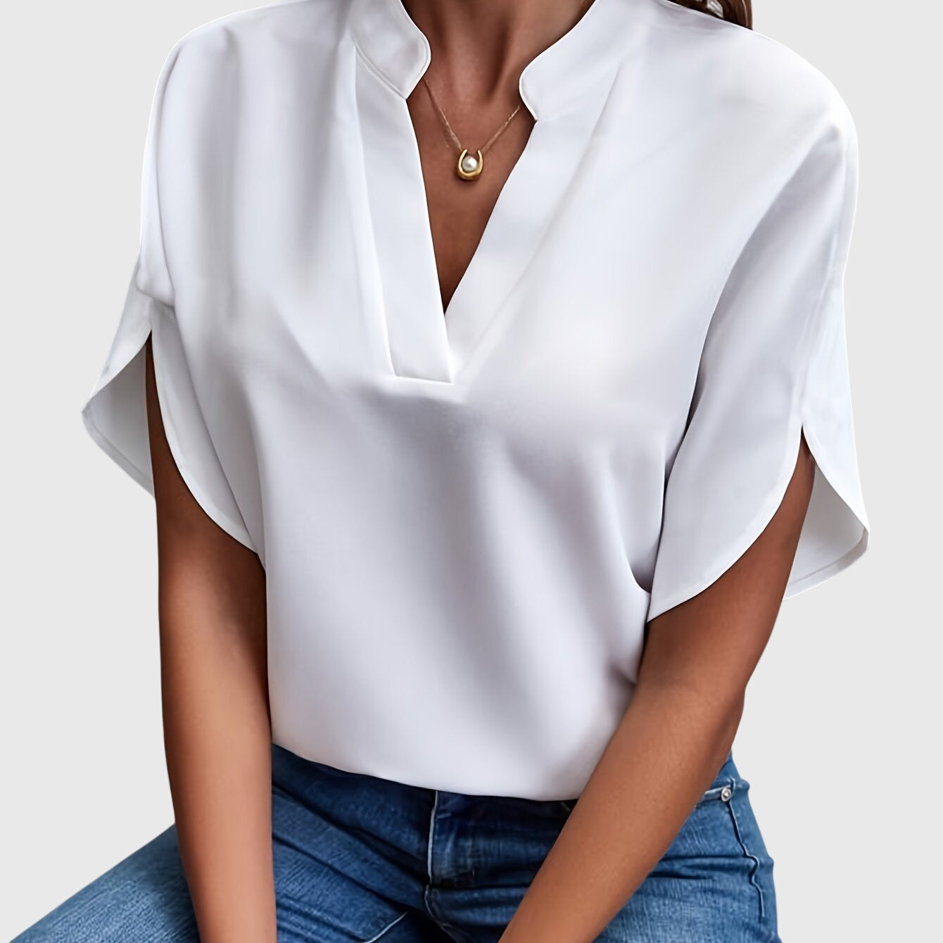 Women’s elegant blouse with tailored fit and timeless silhouette, ideal for office wear, dinners, and casual everyday styling.