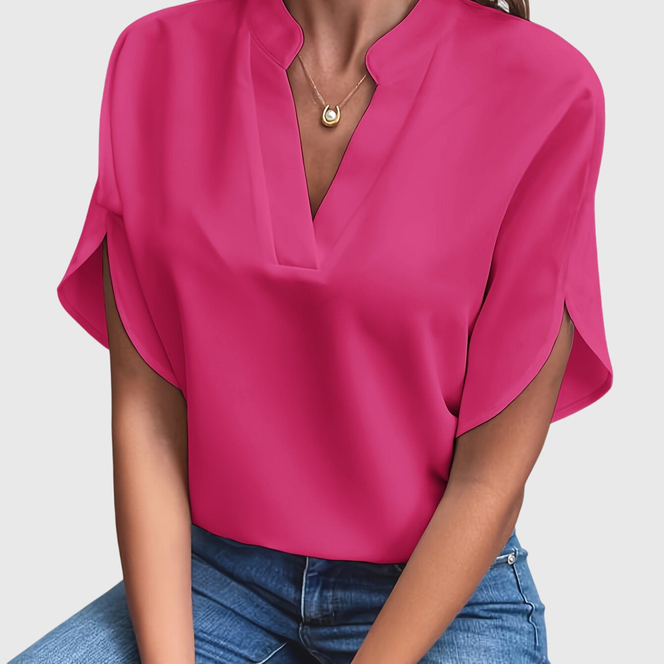Women’s elegant blouse with tailored fit and timeless silhouette, ideal for office wear, dinners, and casual everyday styling.