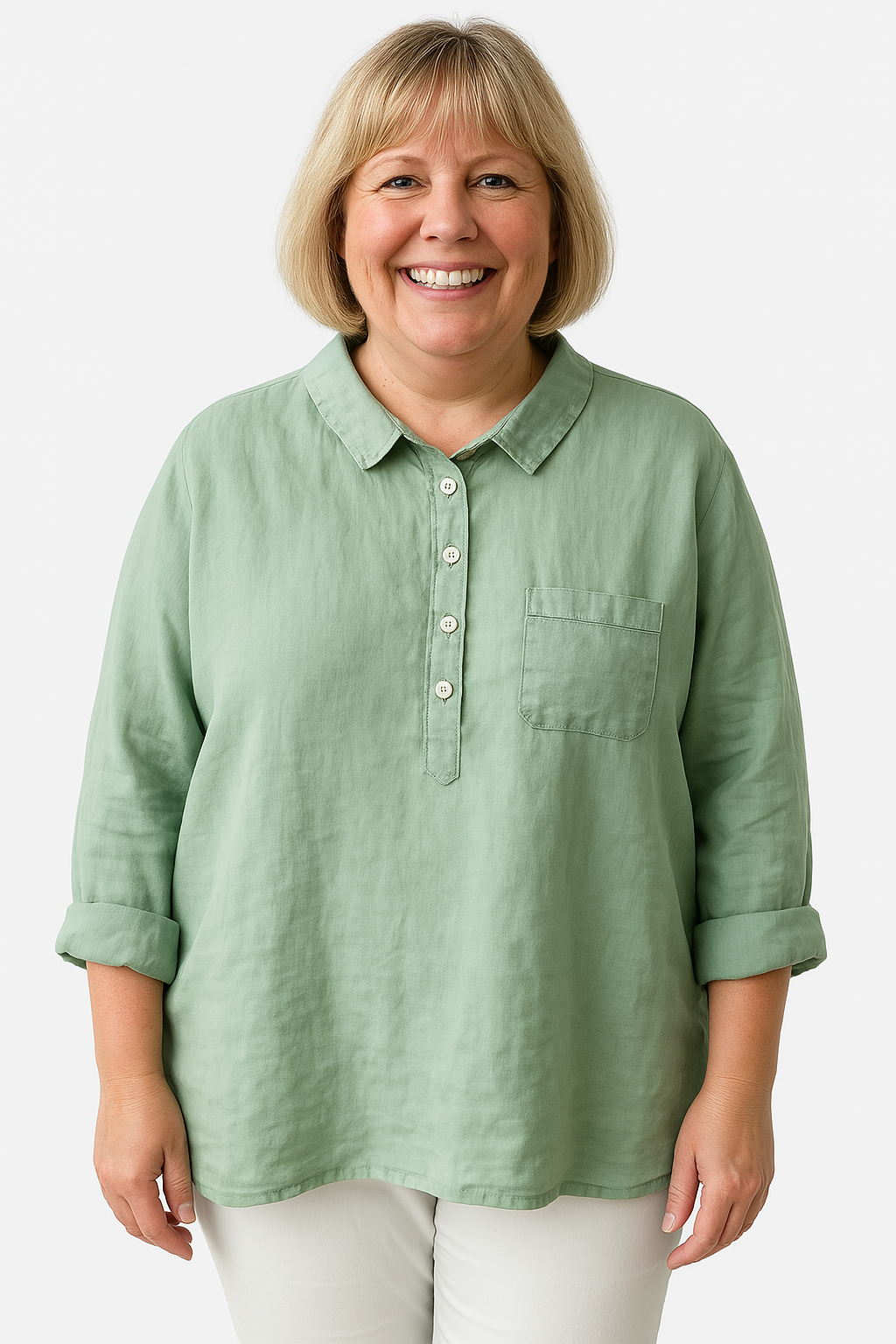 Women’s elegant blouse with a tailored fit and timeless silhouette, suitable for office outfits, casual wear, and smart occasions.