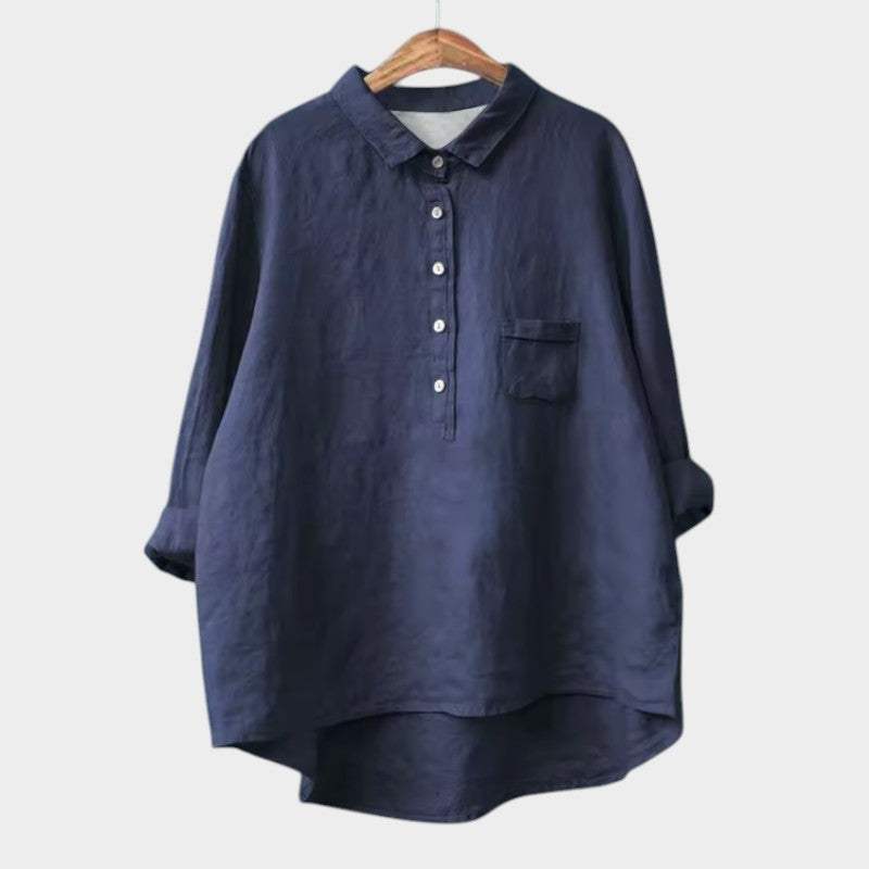 Women’s elegant blouse with a tailored fit and timeless silhouette, suitable for office outfits, casual wear, and smart occasions.