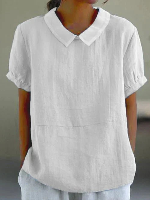 Women’s Peter Pan collar blouse with a relaxed fit and lightweight design, suitable for summer outfits, casual wear, and everyday styling.