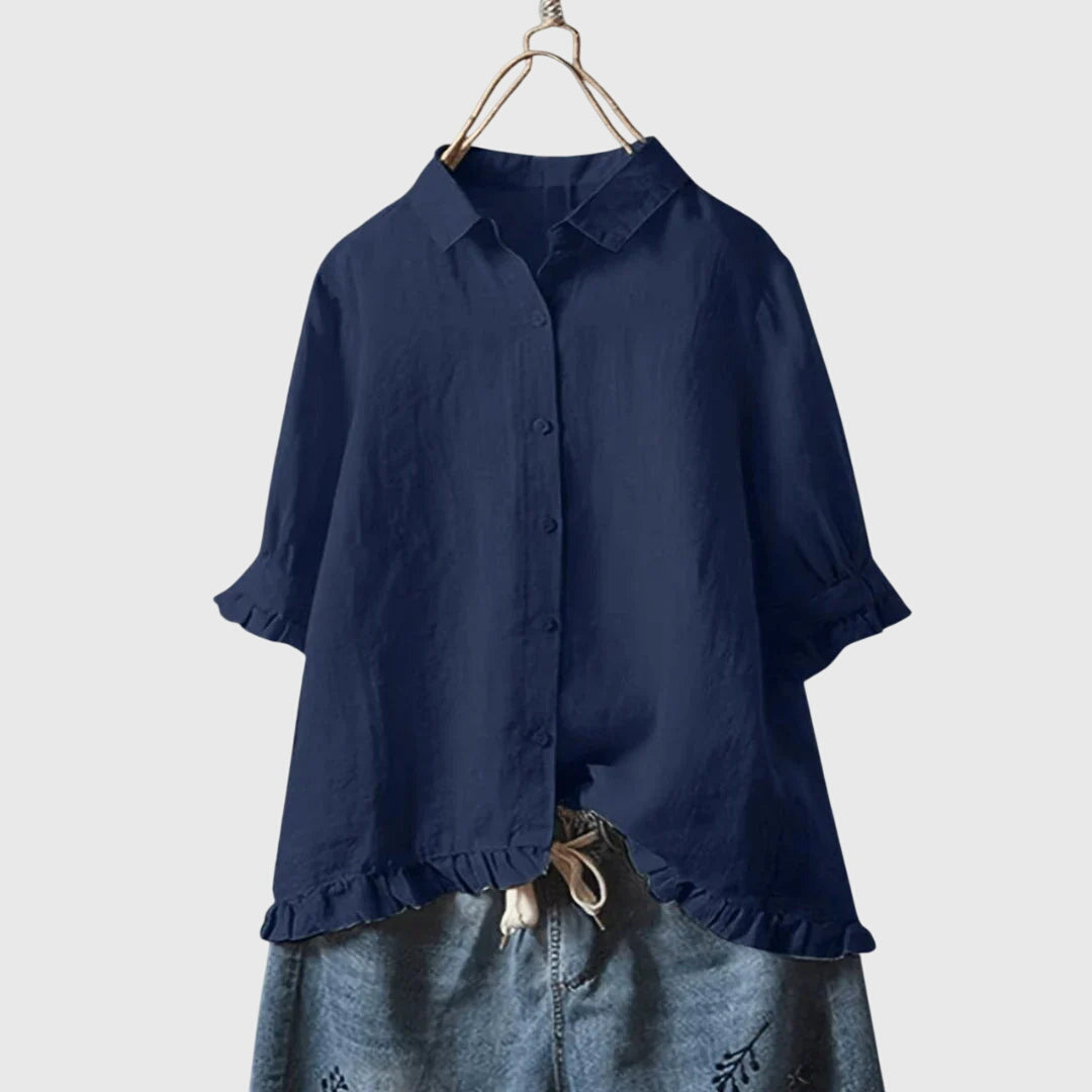 Women’s shirt with a tailored fit and classic design, ideal for office wear, casual outings, and smart-casual occasions.