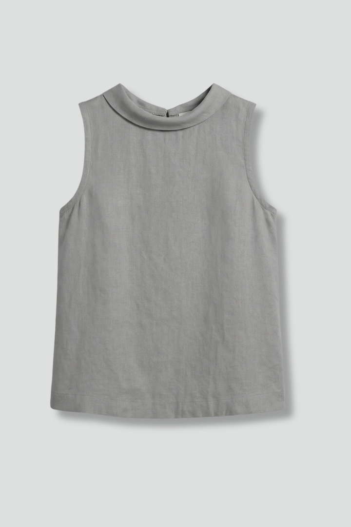 Women’s sleeveless top with roll neck and straight hem, ideal for casual outfits and smart everyday styling.