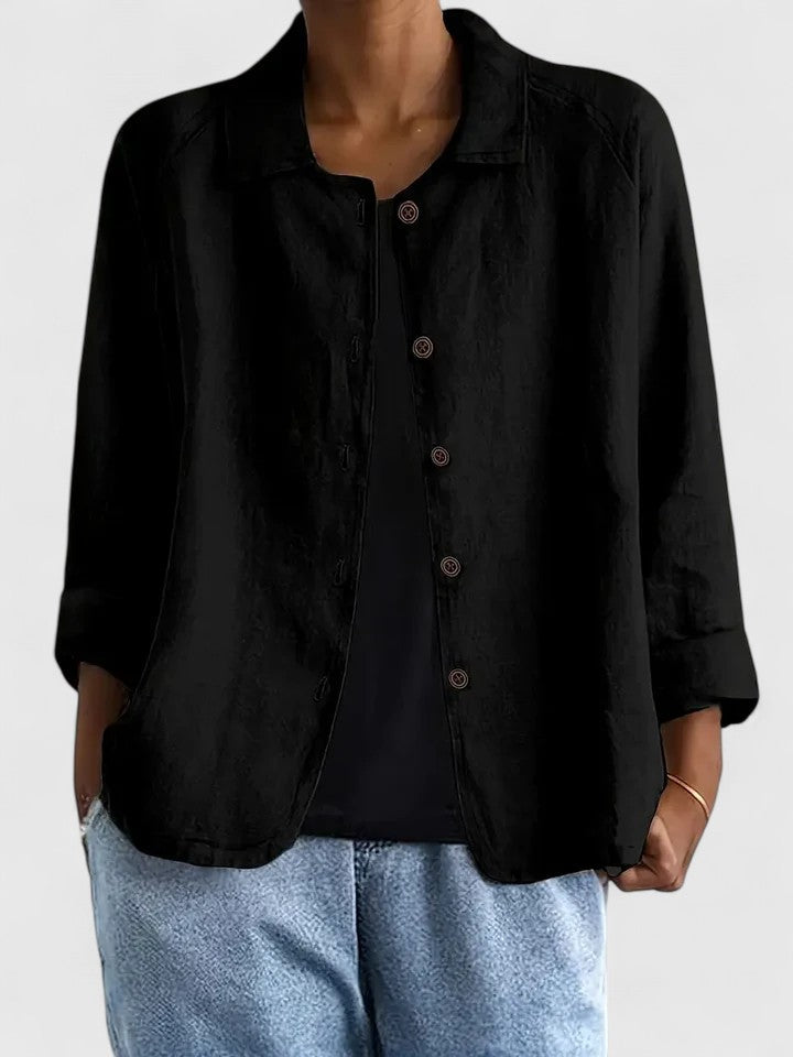Women’s top with an open front design and relaxed fit, ideal for layering, casual outings, and everyday styling.