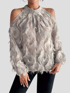 Elegant Plush Long Sleeve Blouse