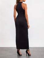 Elegant Twist Front Bodycon Maxi Dress
