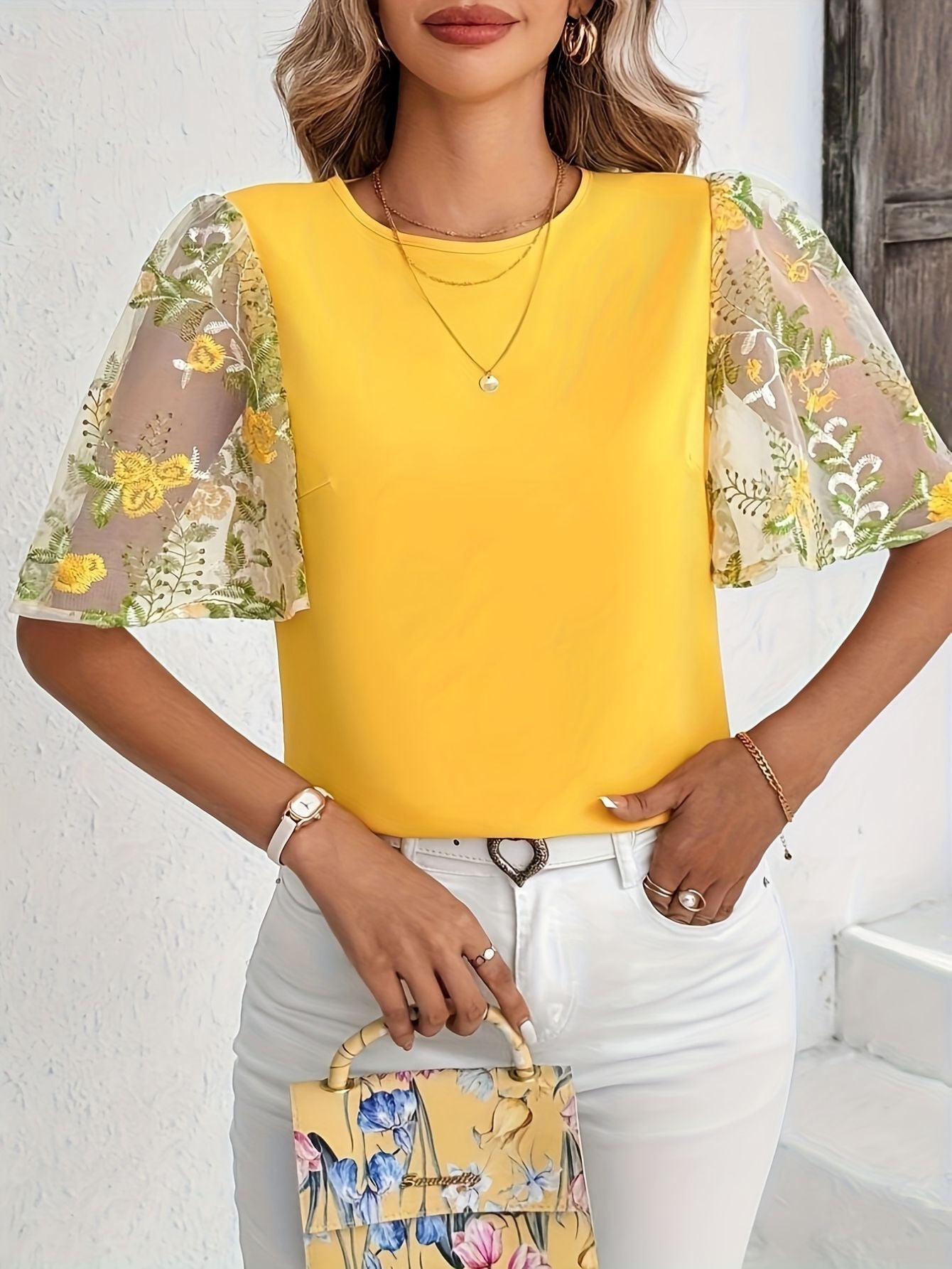 Elegant Yellow Embroidered Blouse