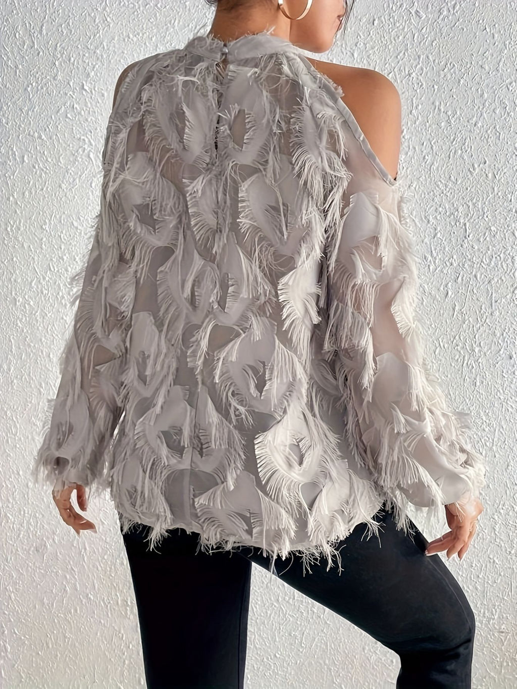 Elegant Plush Long Sleeve Blouse