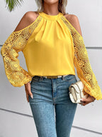 Elegant Off-Shoulder Lace Trim Blouse