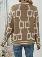 Elegant Color-Block V-Neck Cardigan