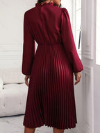 Elegant Burgundy Ruffled Sleeve Dress