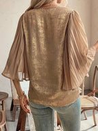 Elegant V-Neck Pleated Blouse