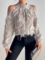 Elegant Plush Long Sleeve Blouse