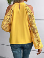 Elegant Off-Shoulder Lace Trim Blouse