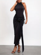 Elegant Twist Front Bodycon Maxi Dress