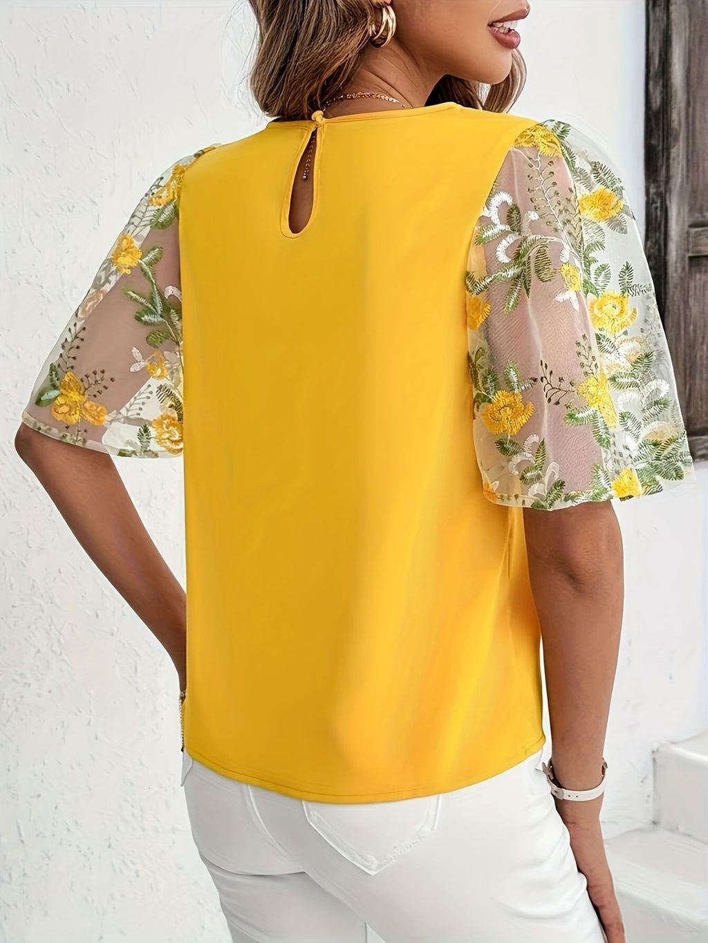 Elegant Yellow Embroidered Blouse