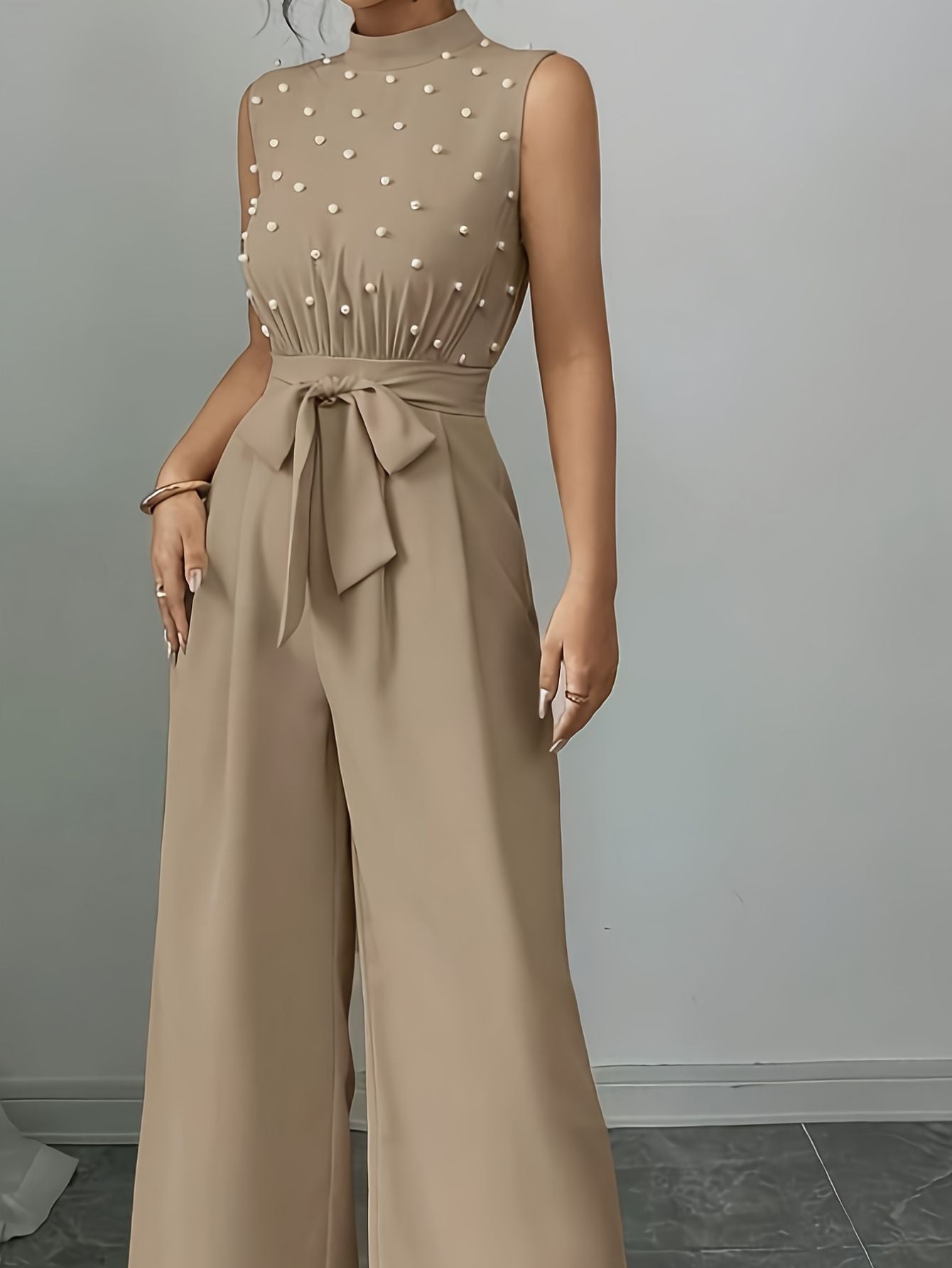 Sleeveless High-Neck Jumpsuit