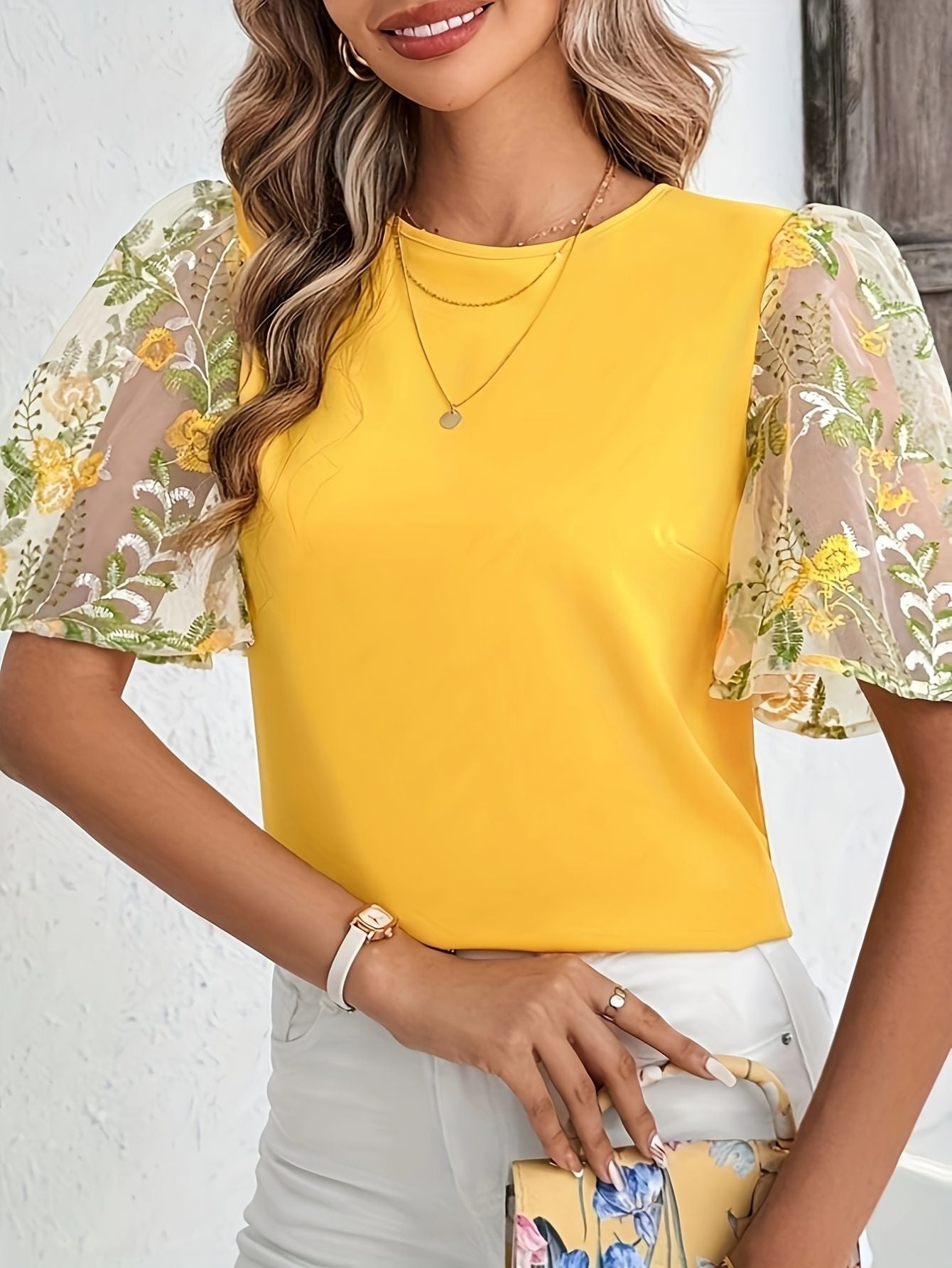 Elegant Yellow Embroidered Blouse