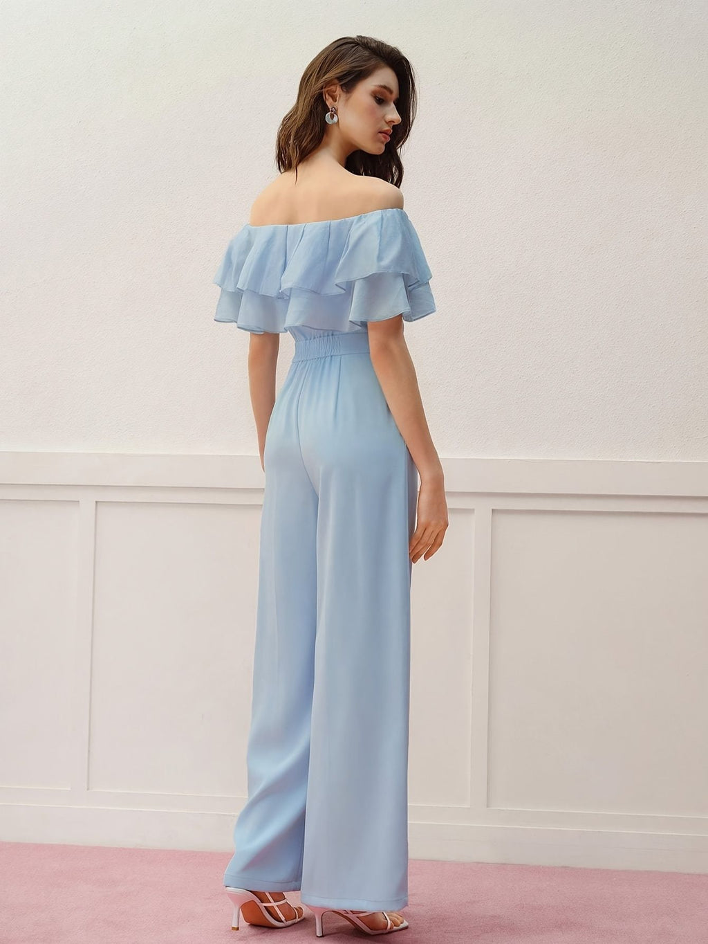 Light Blue Off the Shoulder Jumpsuit
