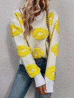 Elegant Floral Embroidered Crew Neck Sweater
