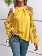 Elegant Off-Shoulder Lace Trim Blouse