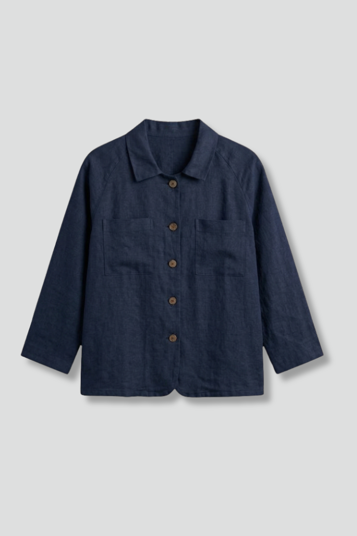 Women’s Blouse with Round Neck and Button Fastening