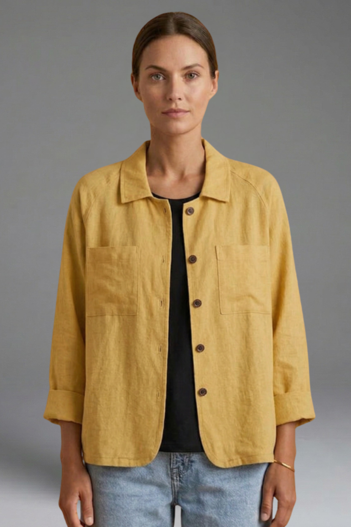 Women’s Blouse with Round Neck and Button Fastening