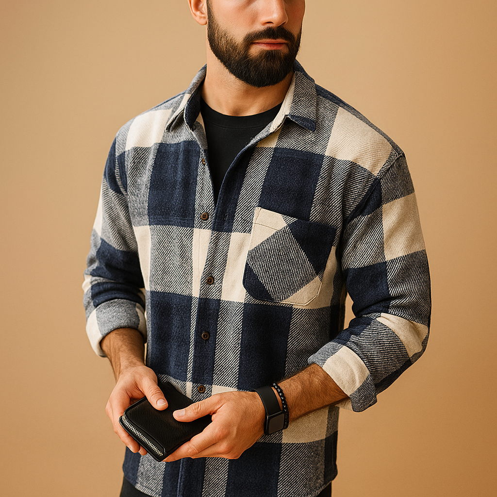 Men’s long sleeve casual shirt with classic fit and breathable design, ideal for work, casual days, and formal occasions.