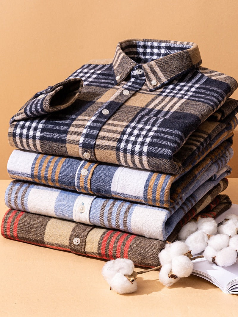 Men’s checked shirt with a button closure, relaxed fit, and classic check pattern, ideal for workdays, weekends, casual outings, and smart-casual wear.